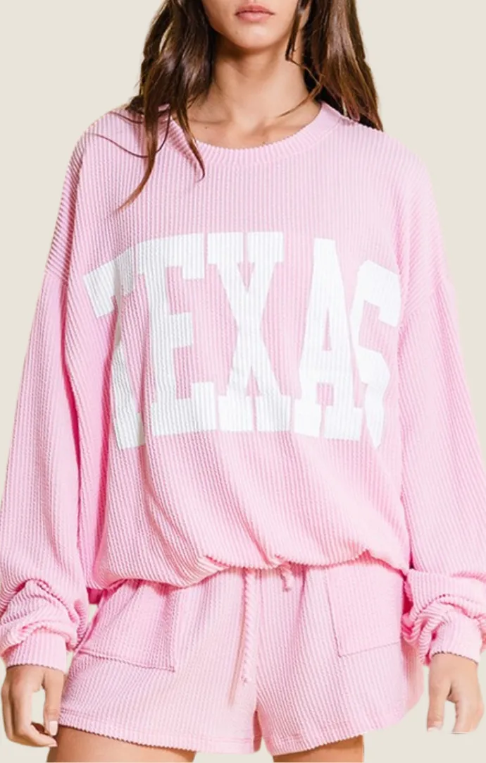 Kayla Baby Pink Texas Sweatshirt