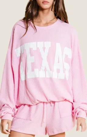 Kayla Baby Pink Texas Sweatshirt