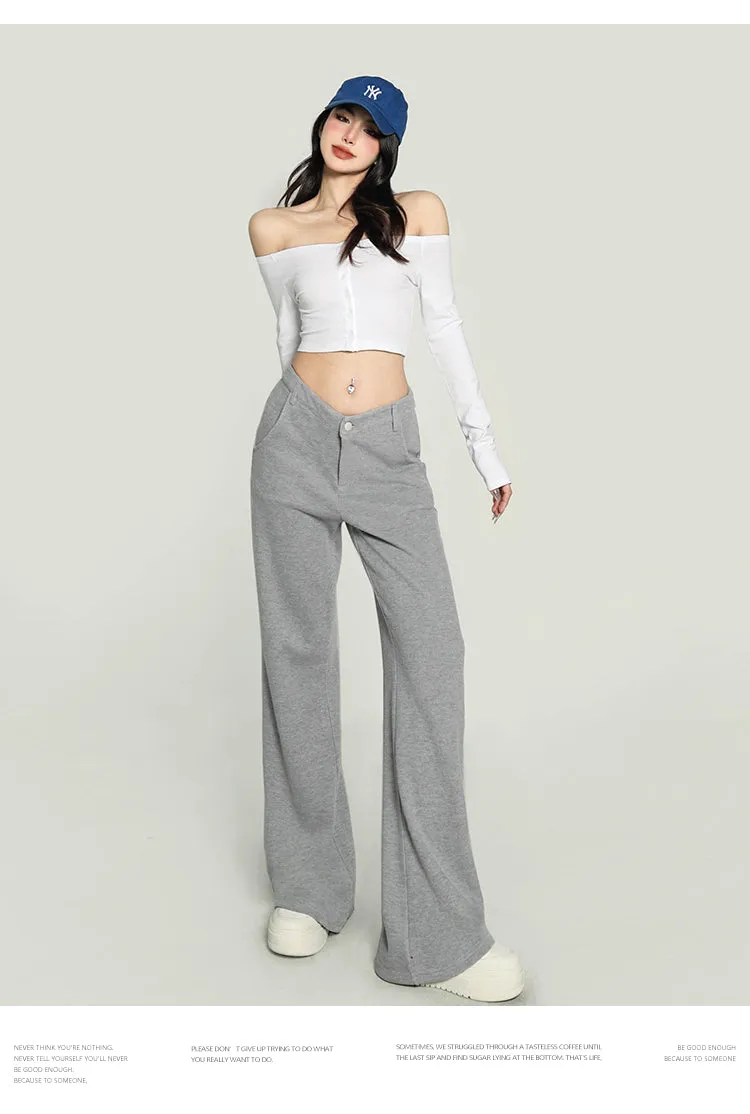 Kiara Solid Color One-shoulder Long-sleeved Off the Shoulder Slim Cropped Top