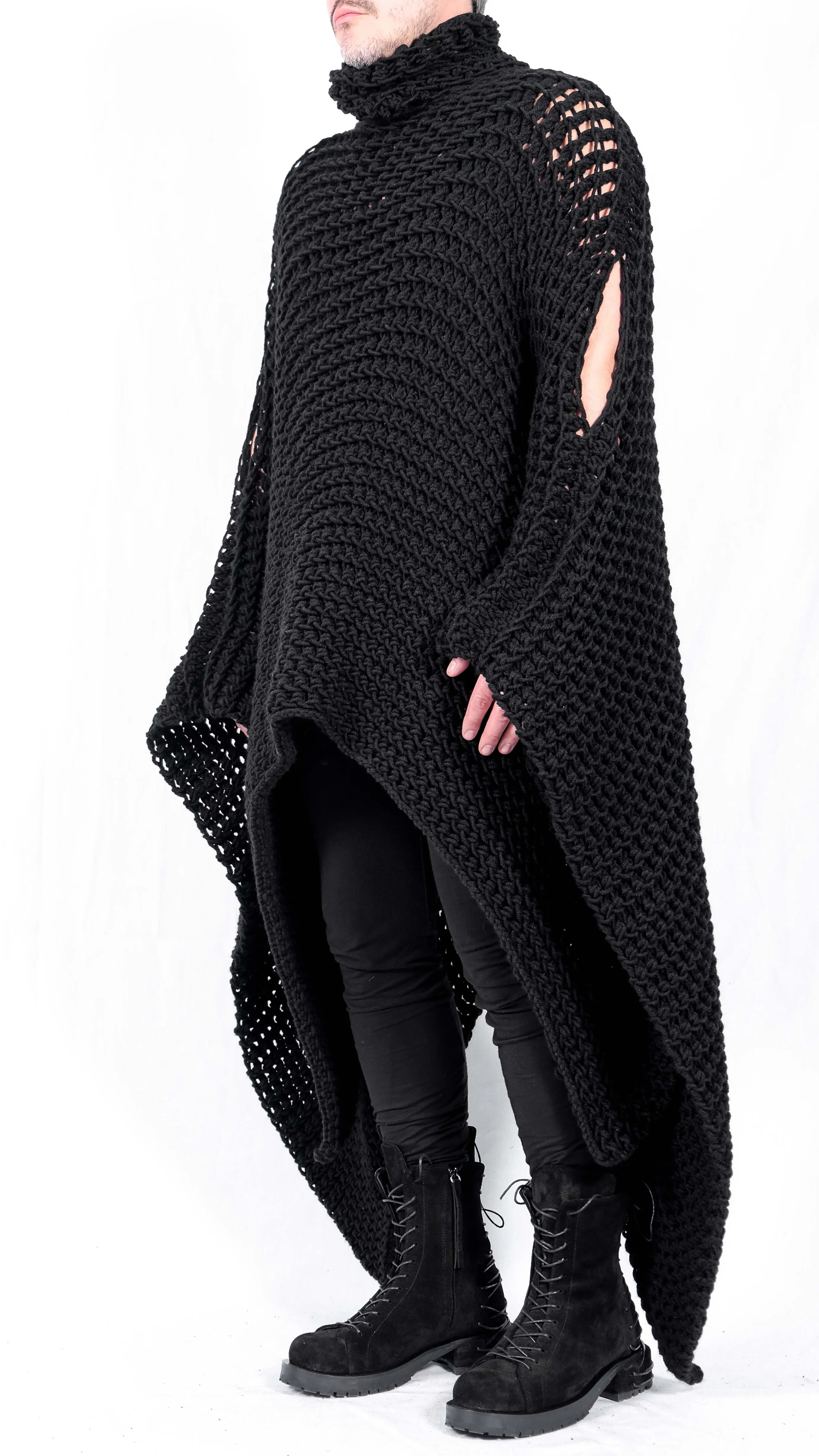 Knitted Semi-Transparent Poncho