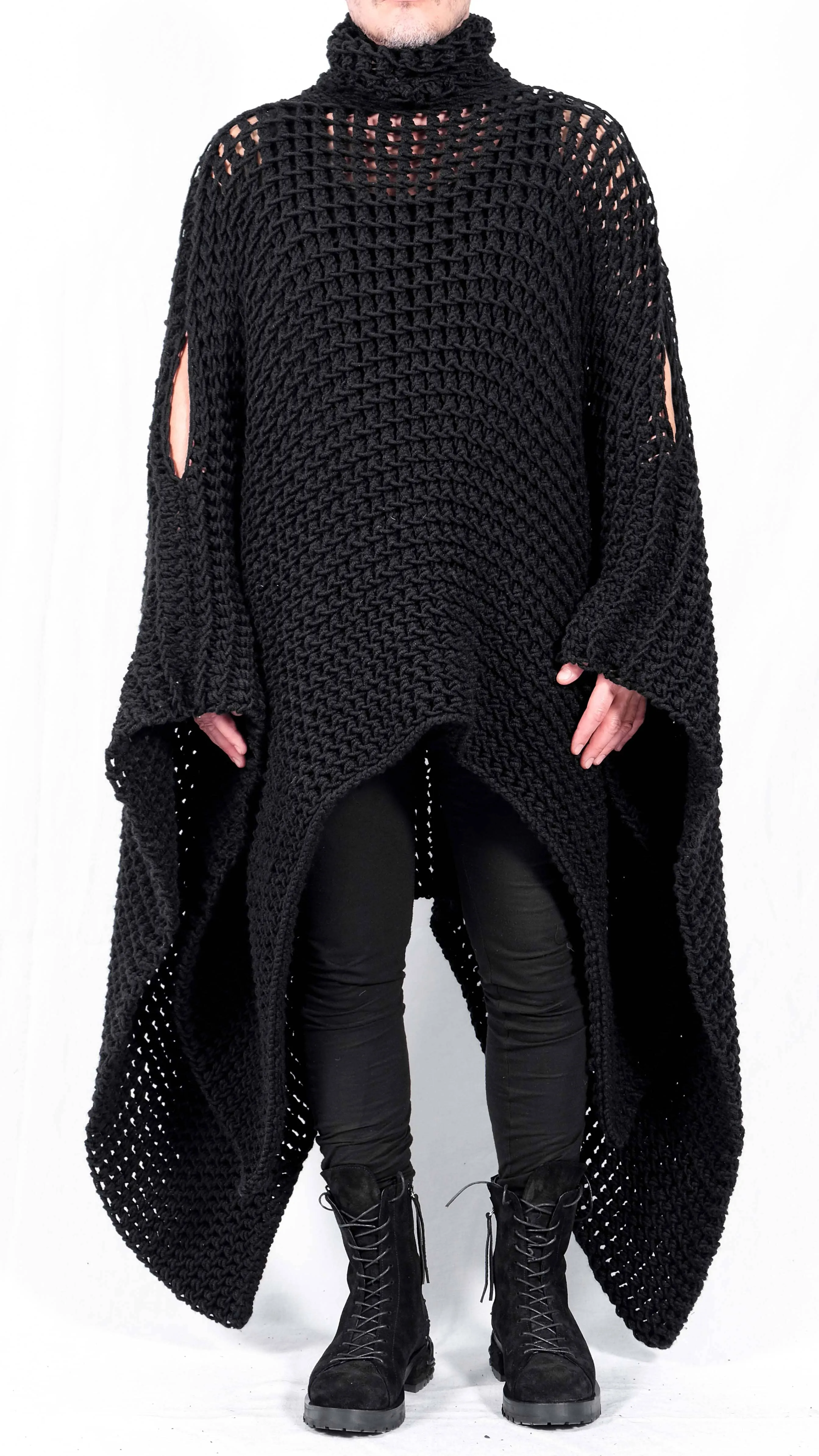 Knitted Semi-Transparent Poncho