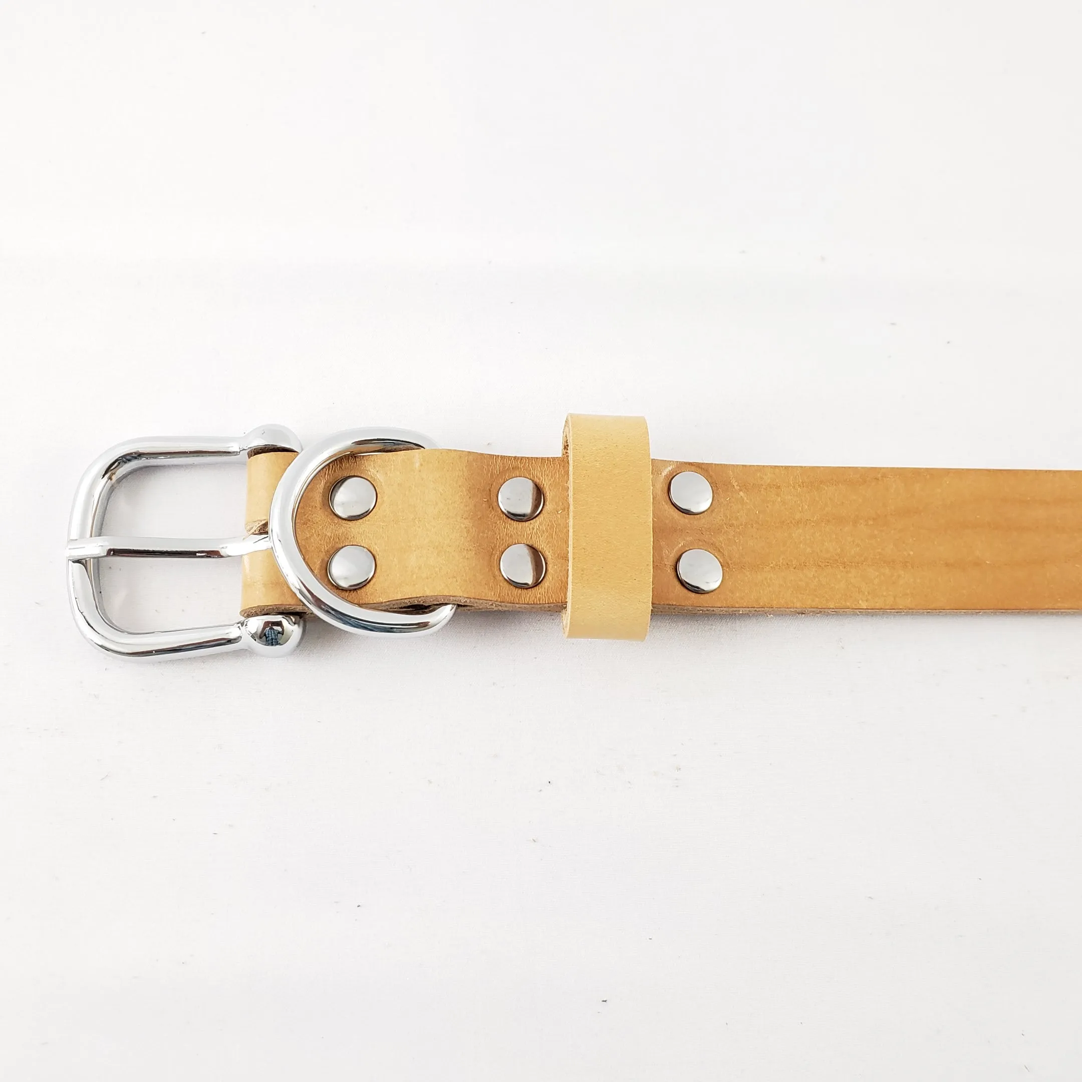 Leather Dog Collar Plane Dark Tan - Medium