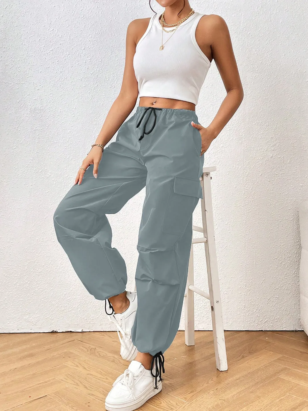Light Blue HighRise Drawstring Joggers