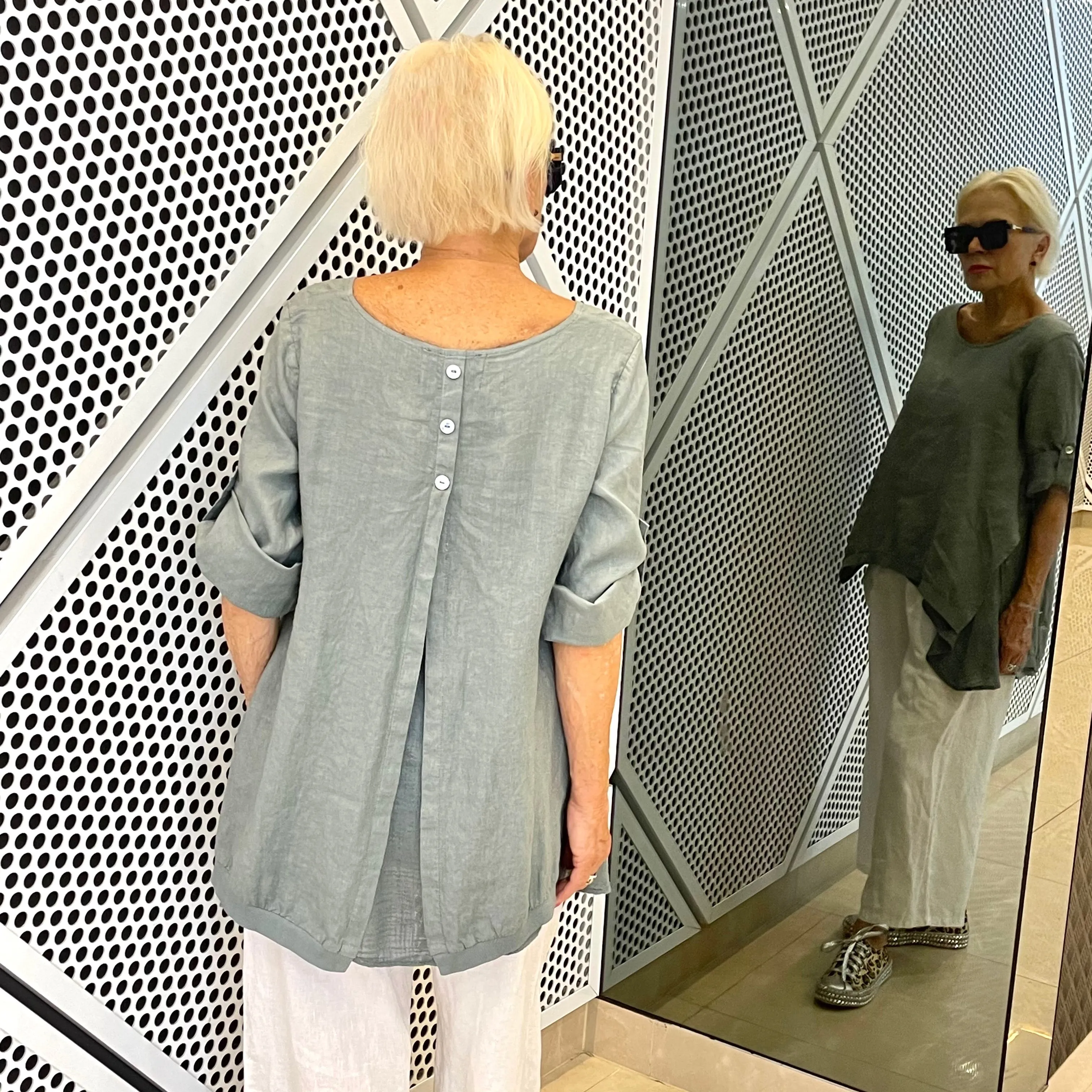 Linen Layered Top with Muslin