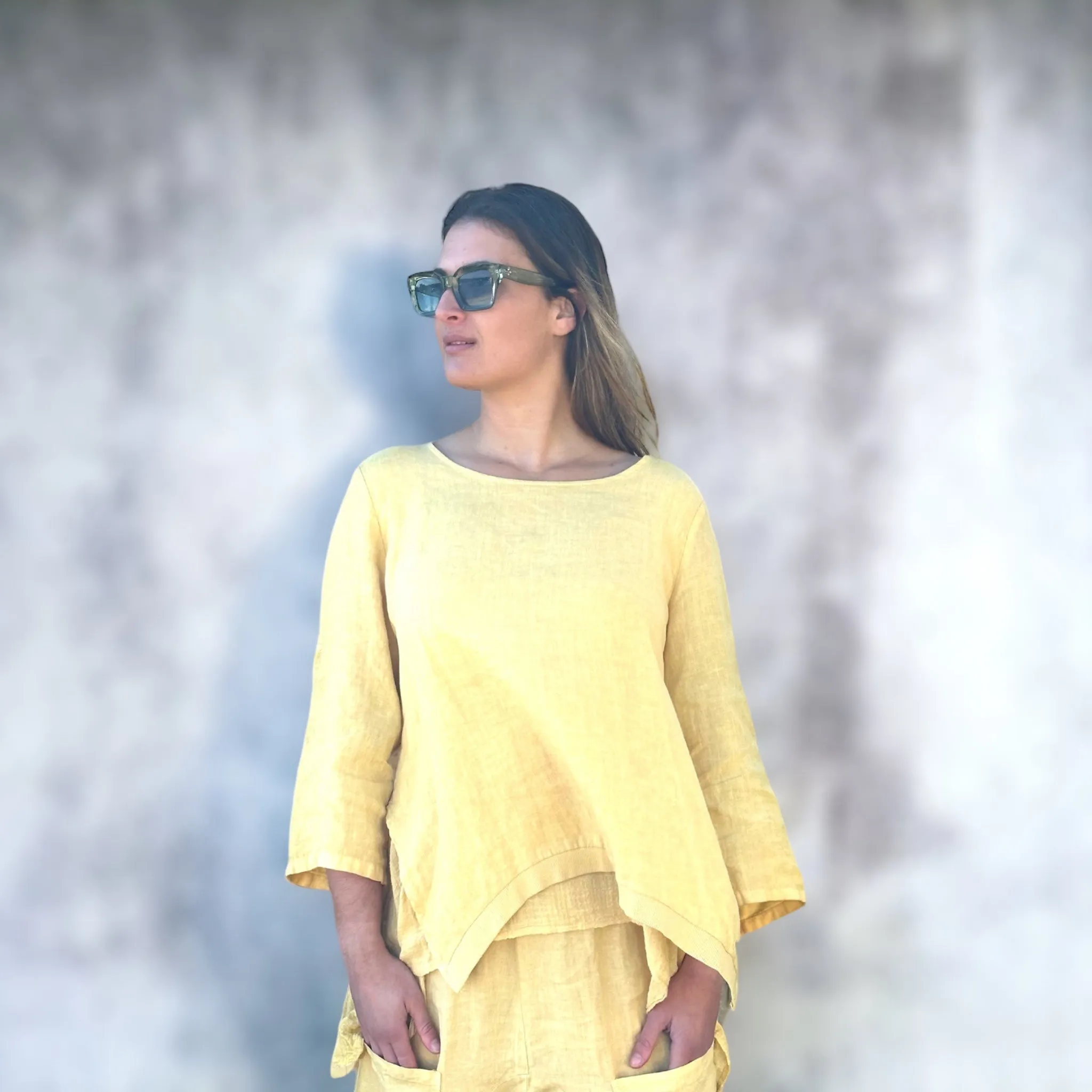 Linen Layered Top with Muslin