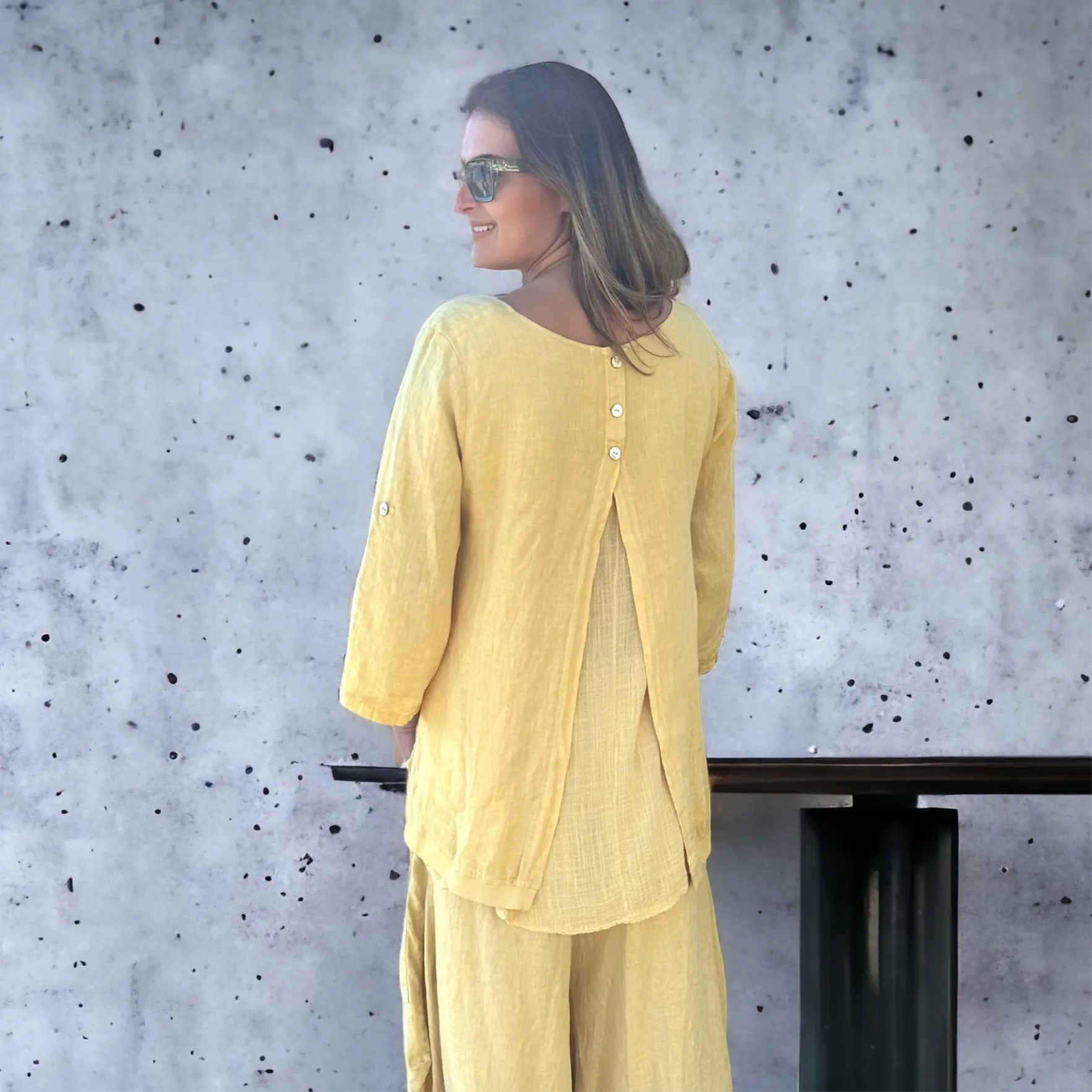 Linen Layered Top with Muslin