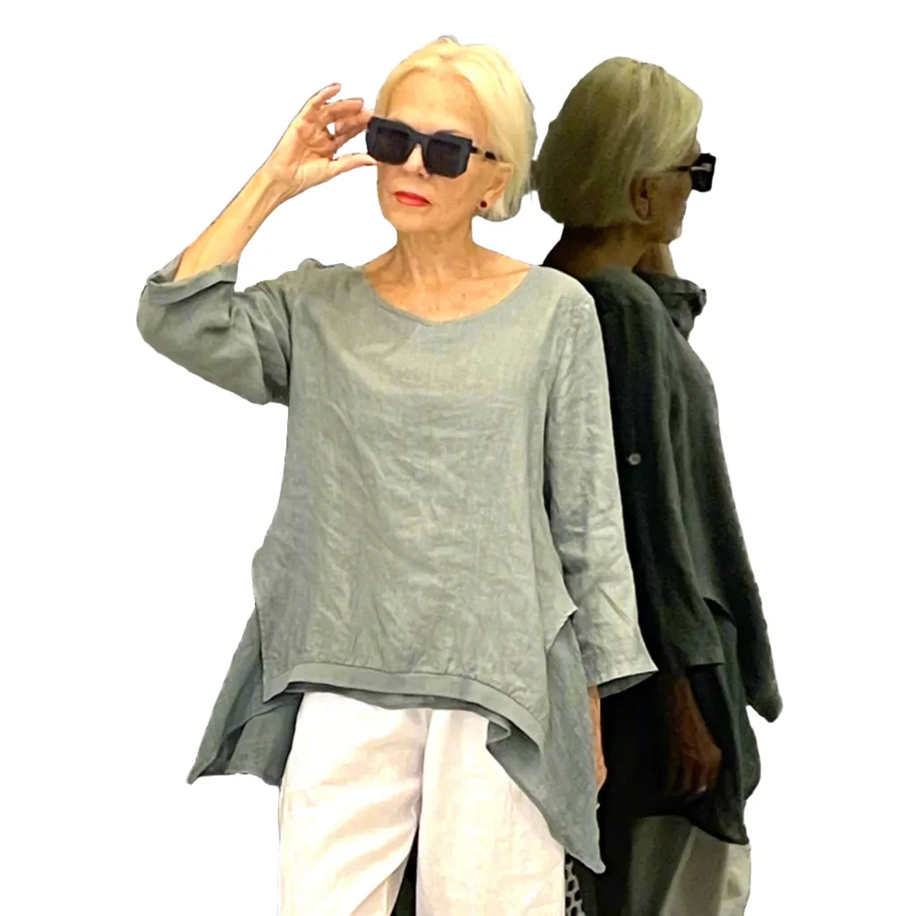 Linen Layered Top with Muslin