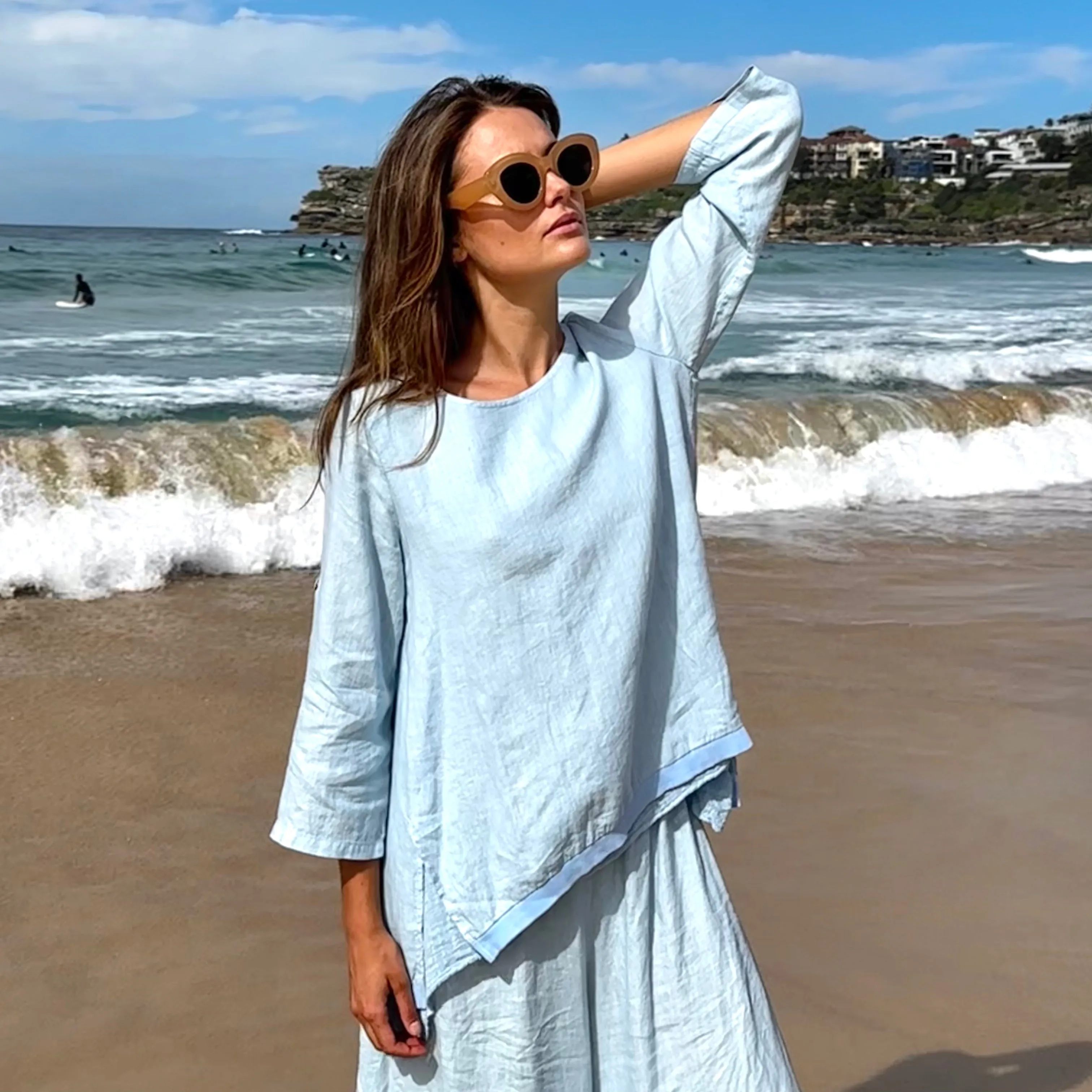 Linen Layered Top with Muslin