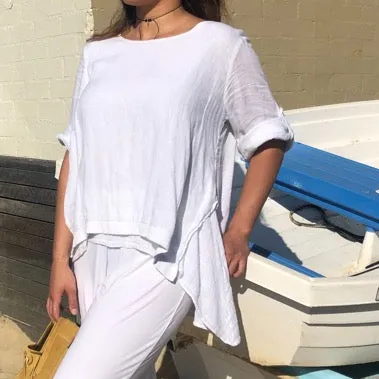 Linen Layered Top with Muslin