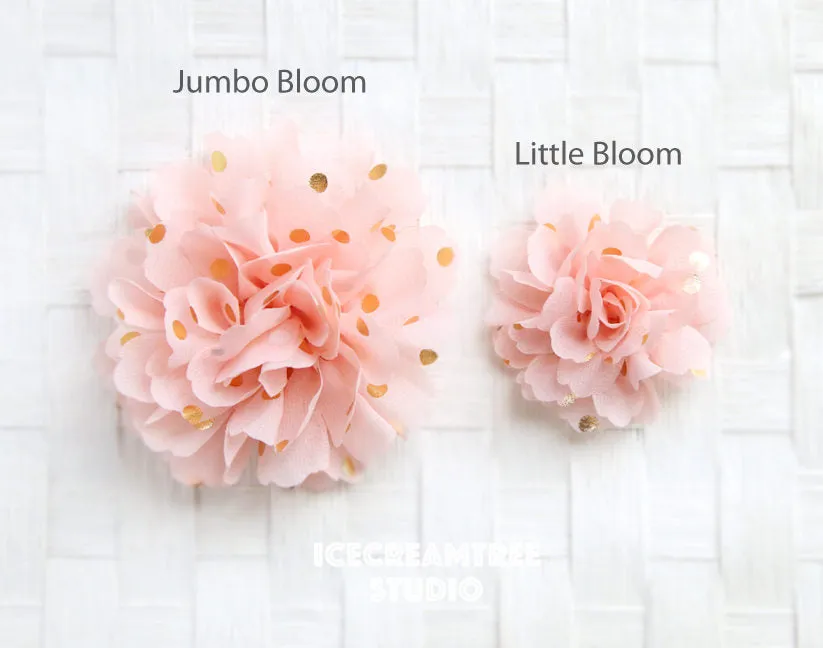 Little Tornado Blue Gold Dot Bloom Collar Slide On - Small Flower Collar Accessory