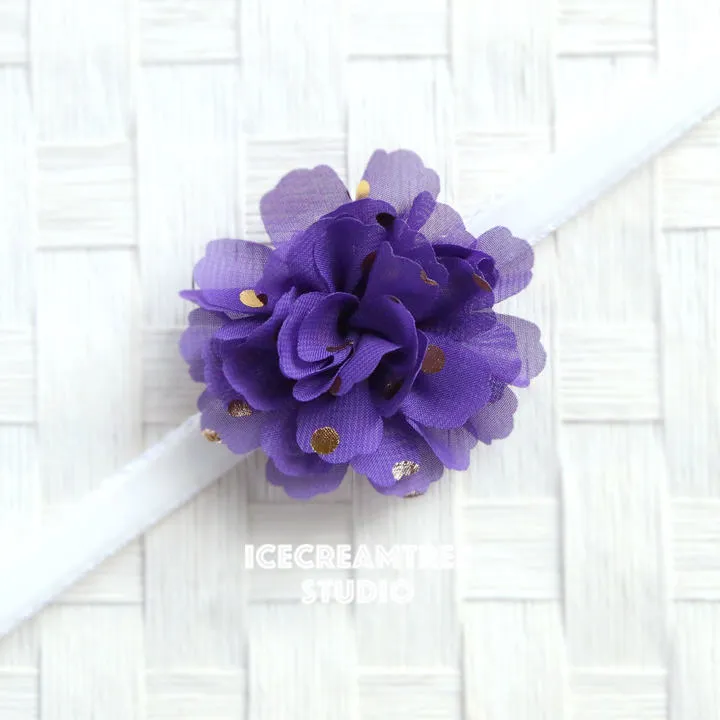 Little Tornado Blue Gold Dot Bloom Collar Slide On - Small Flower Collar Accessory