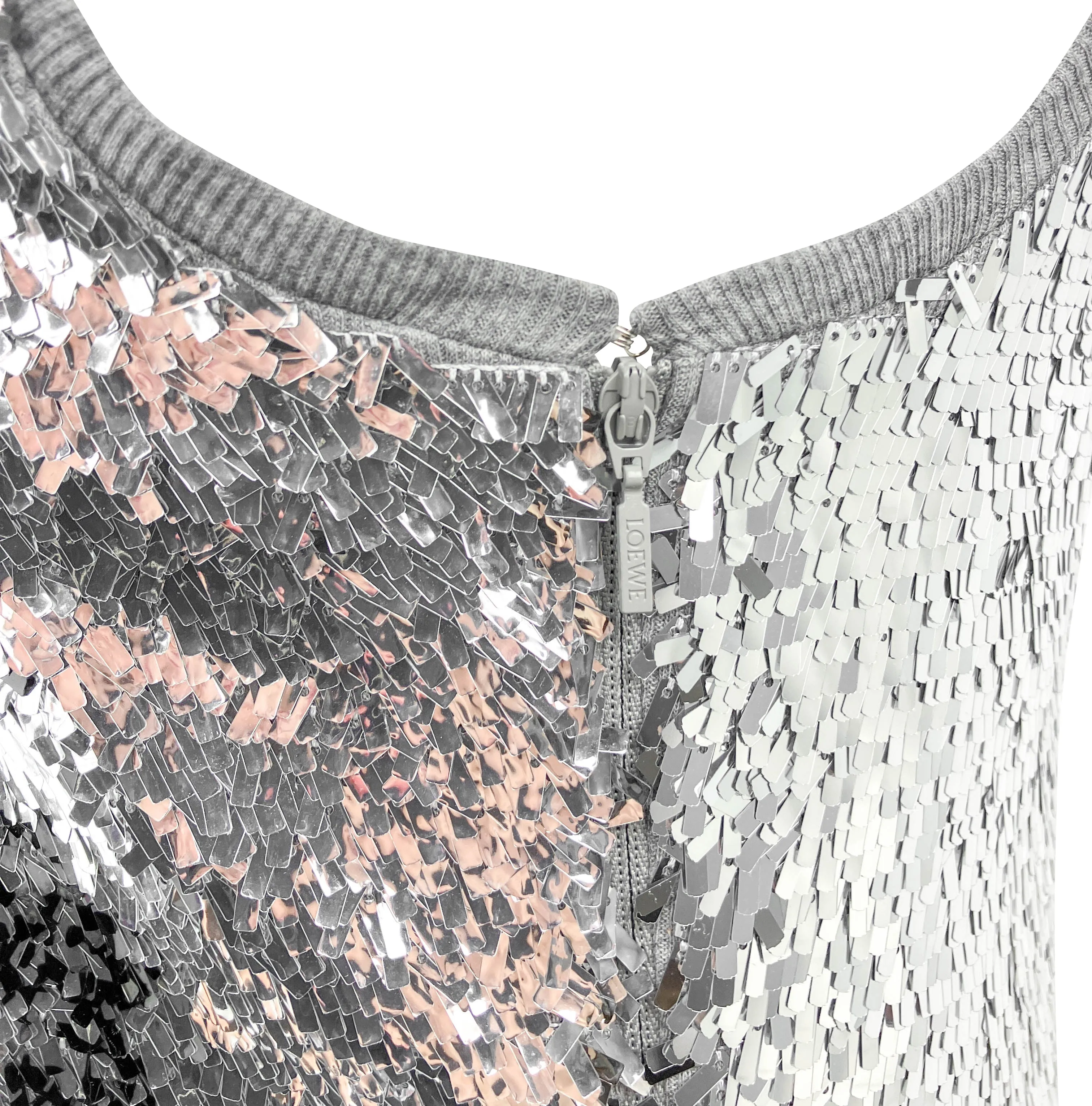 LOEWE Paula's Ibiza Logo Sequined Tank Top in Silver