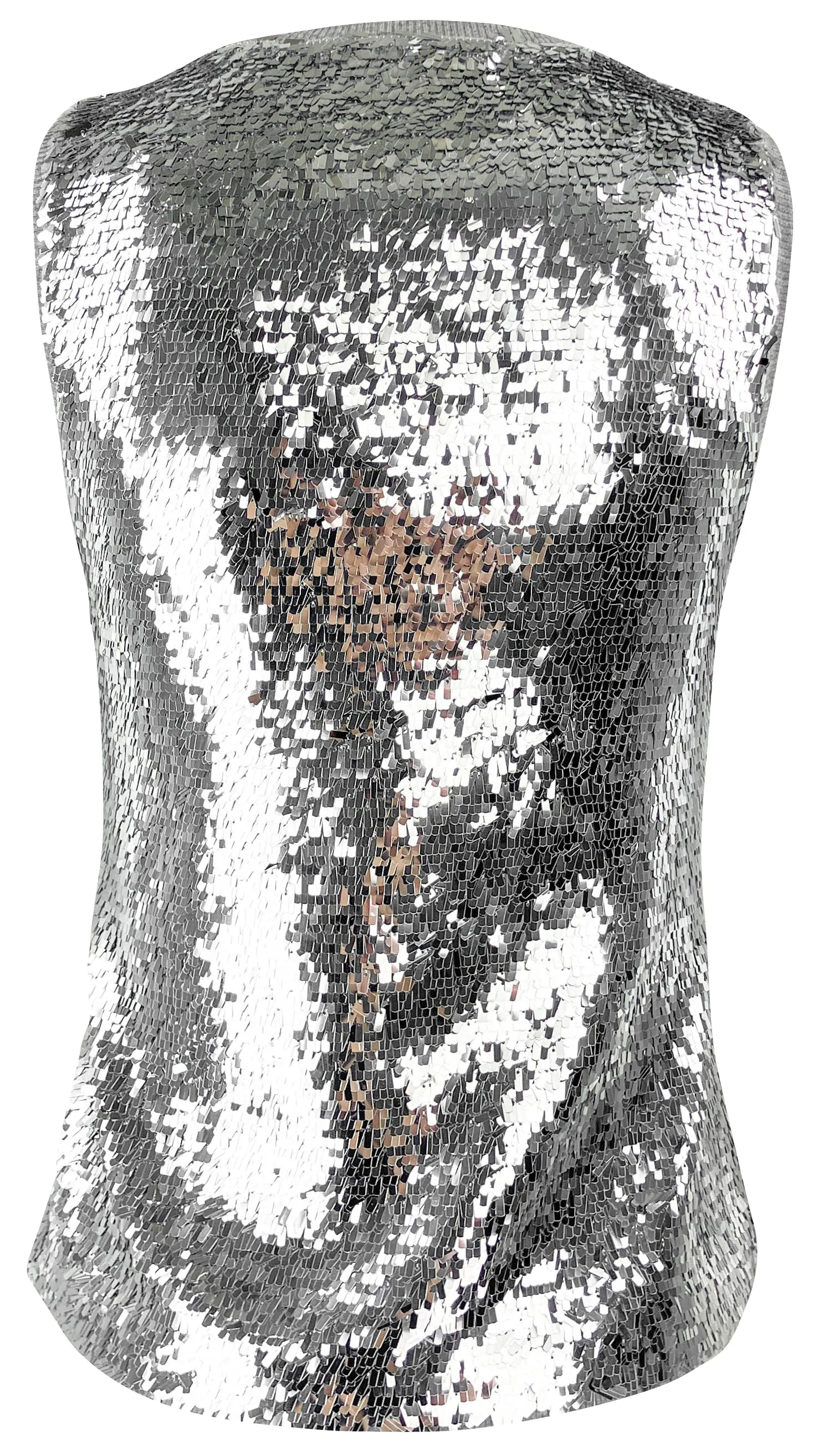 LOEWE Paula's Ibiza Logo Sequined Tank Top in Silver