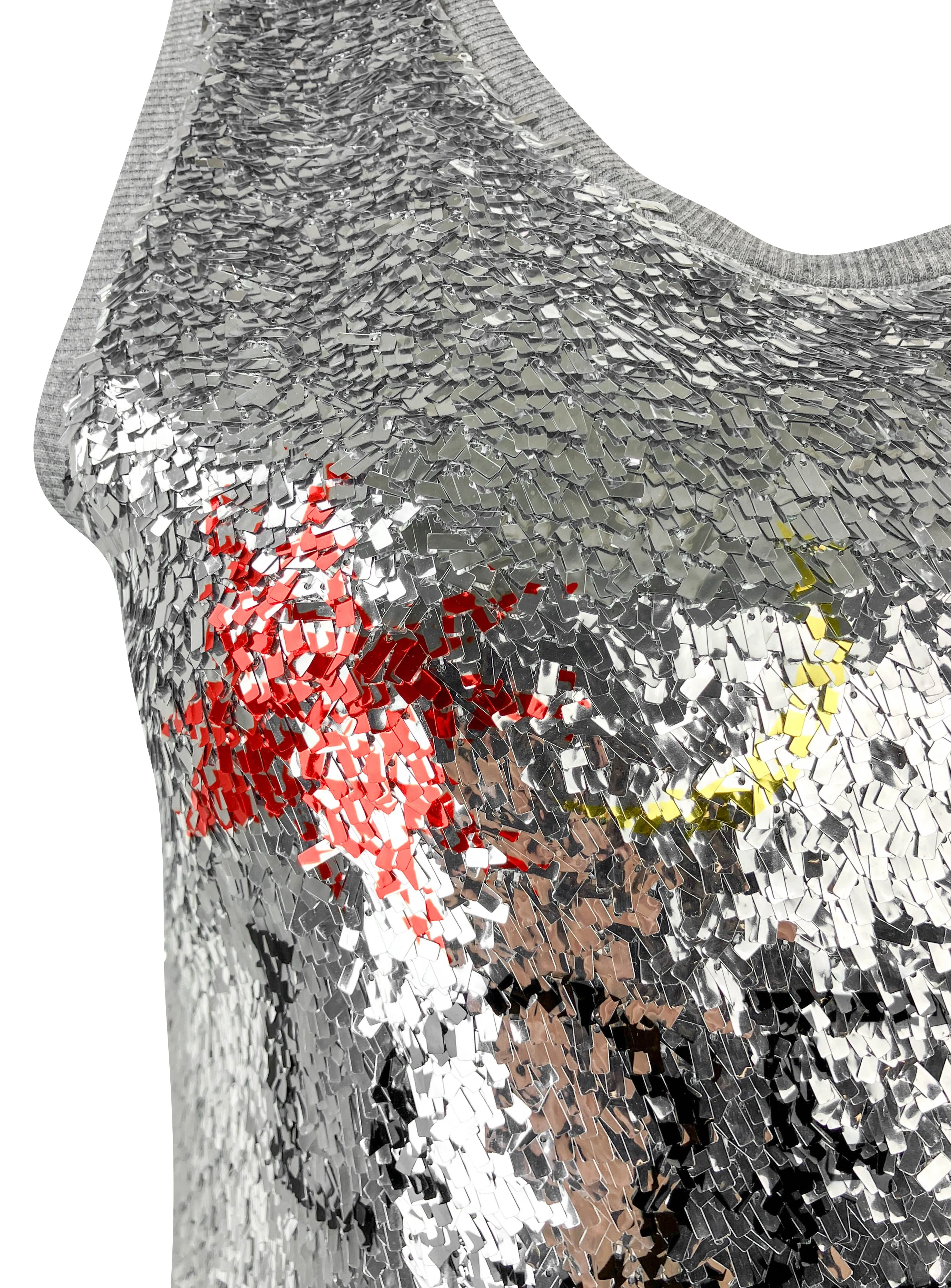 LOEWE Paula's Ibiza Logo Sequined Tank Top in Silver