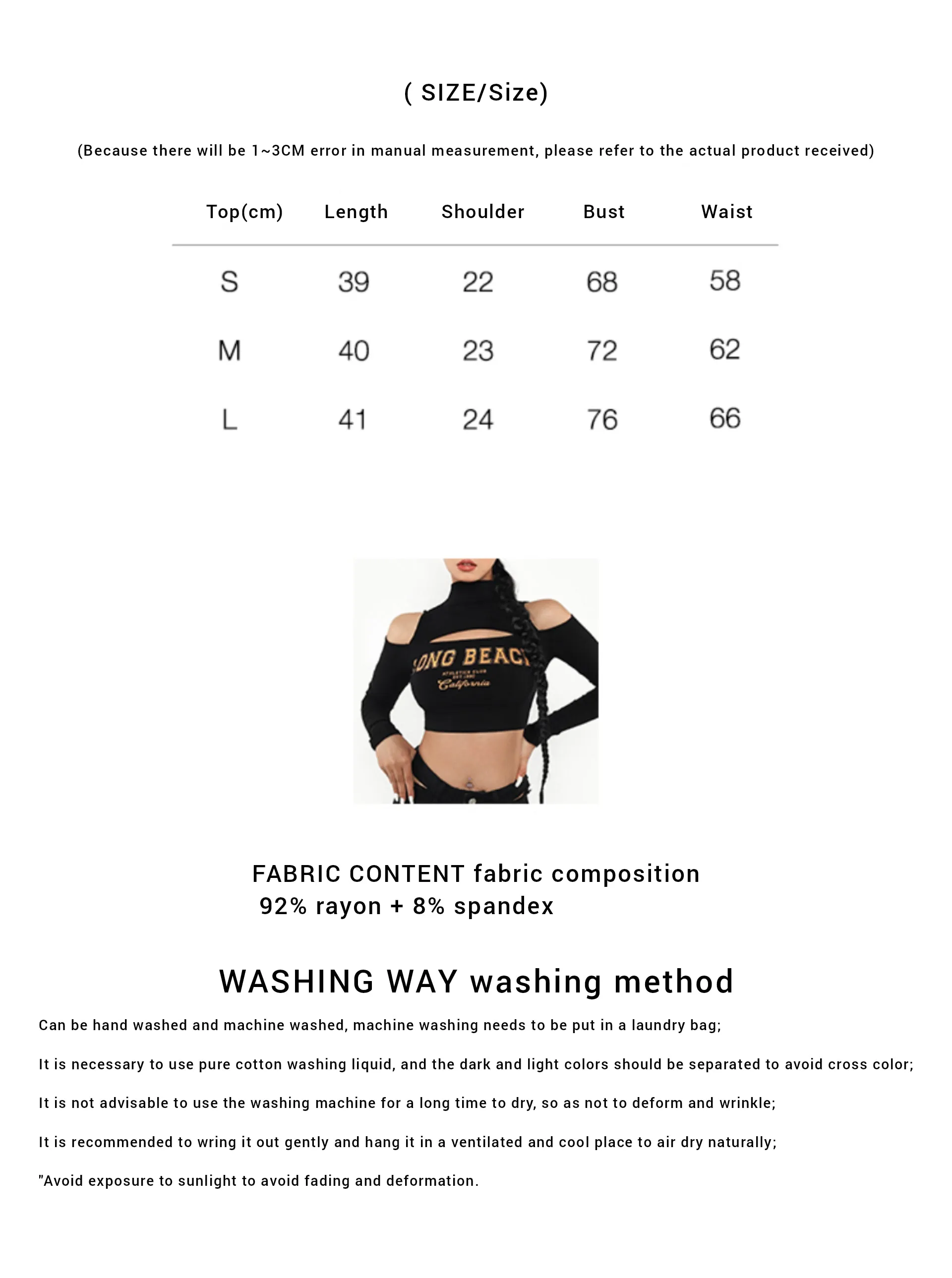 LONG BEACH Graphic Letter Print turtleneck Cut Out Crop Top