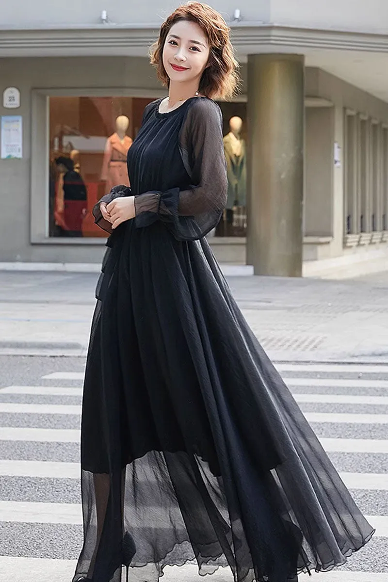 Loose fitting maxi summer chiffon dress 4461