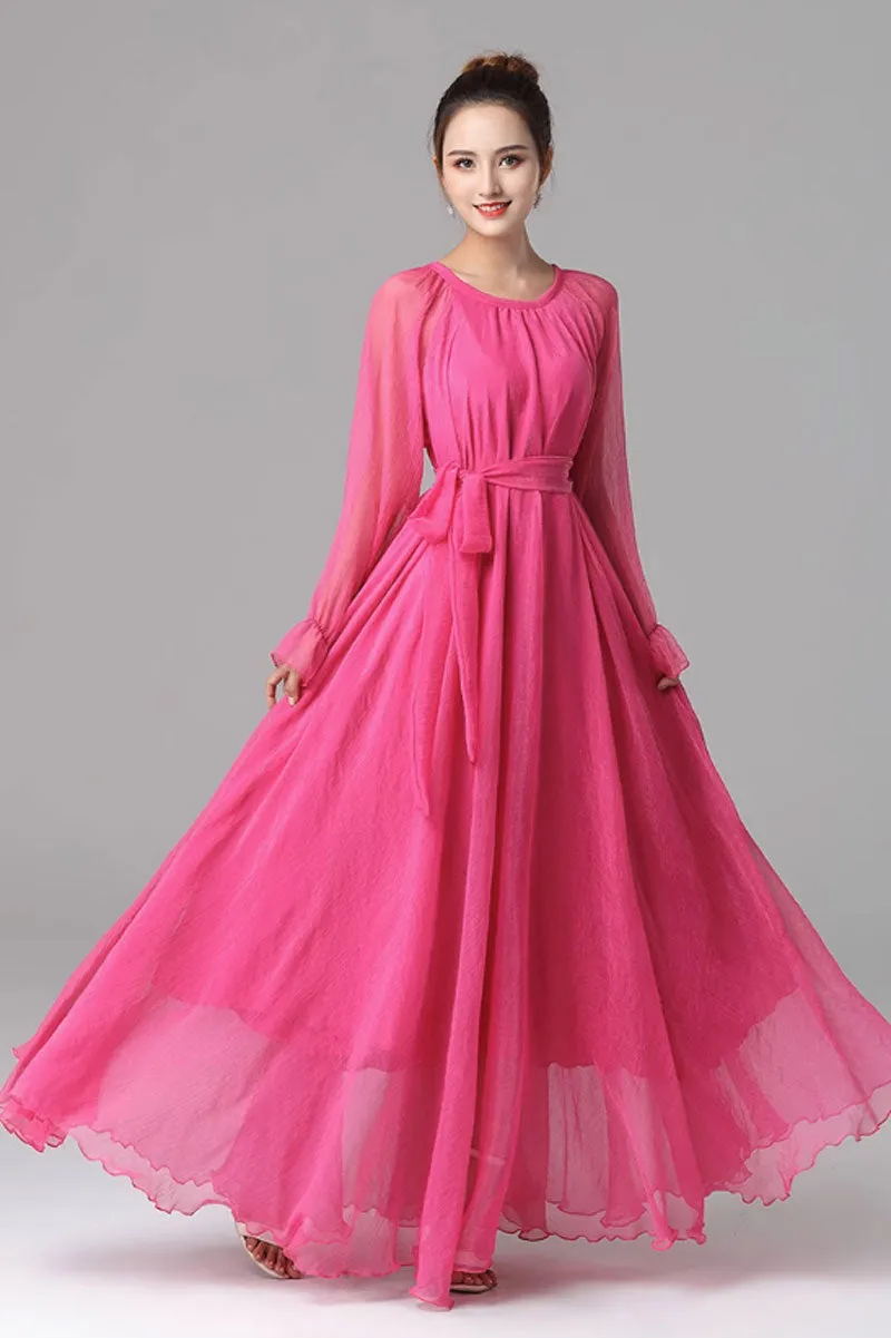 Loose fitting maxi summer chiffon dress 4461