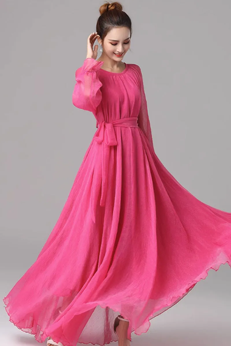 Loose fitting maxi summer chiffon dress 4461