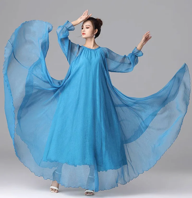 Loose fitting maxi summer chiffon dress 4461