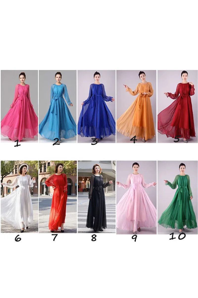Loose fitting maxi summer chiffon dress 4461