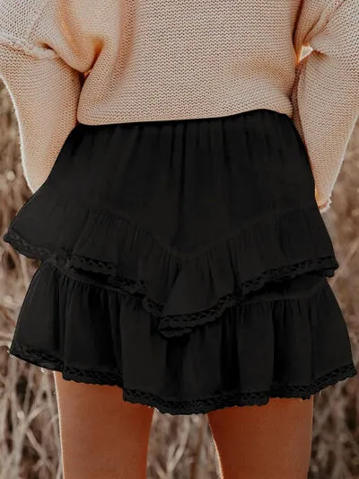 Lovelet Lace Detail Layered Skirt