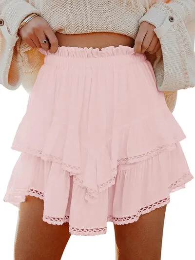 Lovelet Lace Detail Layered Skirt