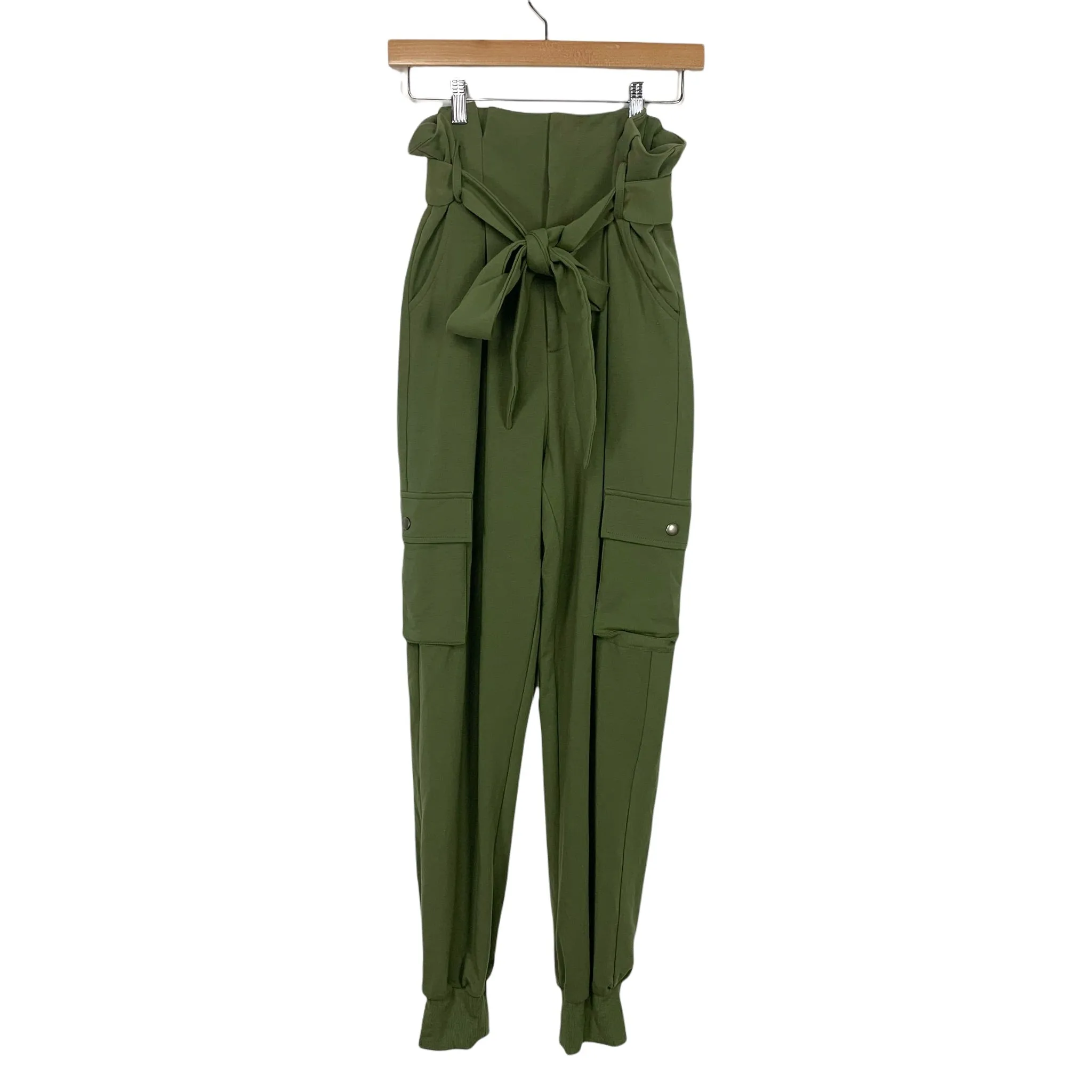 Lovers   Friends Olive Green Paper Bag Waist Joggers- Size M (Inseam 28")