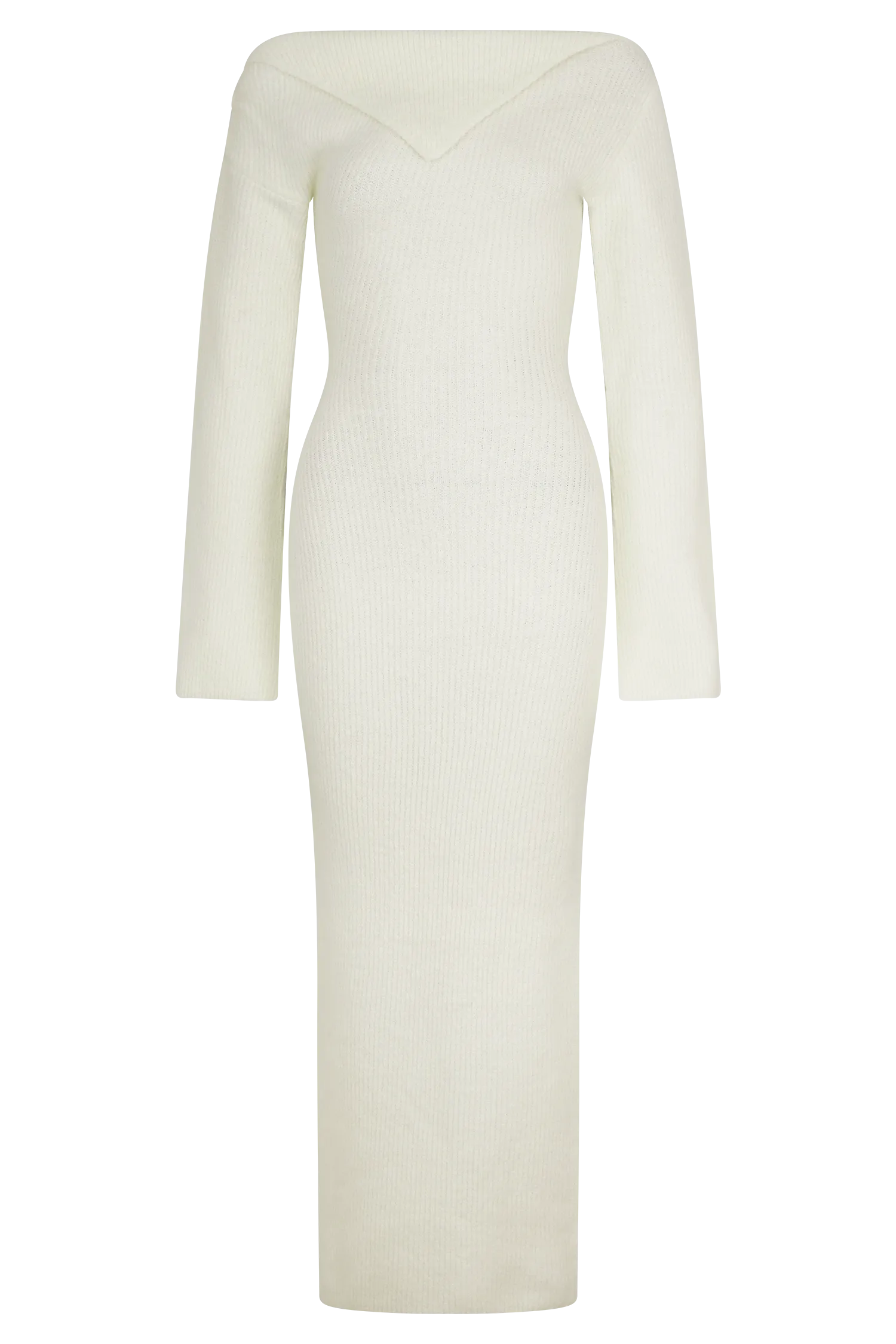 Magenta One Shoulder Fluffy Knit Midi Dress - Ivory