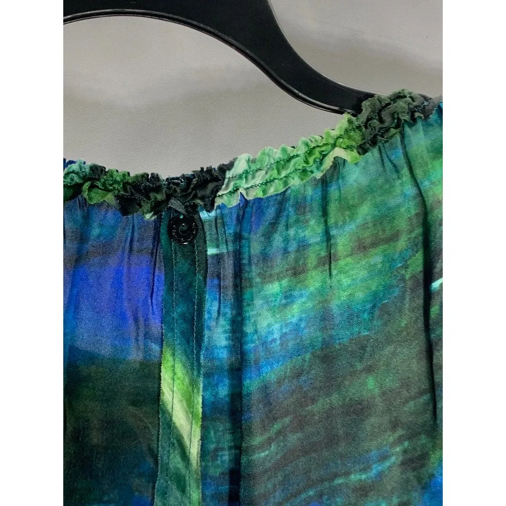 MANILA GRACE Women's Multicolor Floral Print Ruched Sleeveless Top SZ 46(US 12)