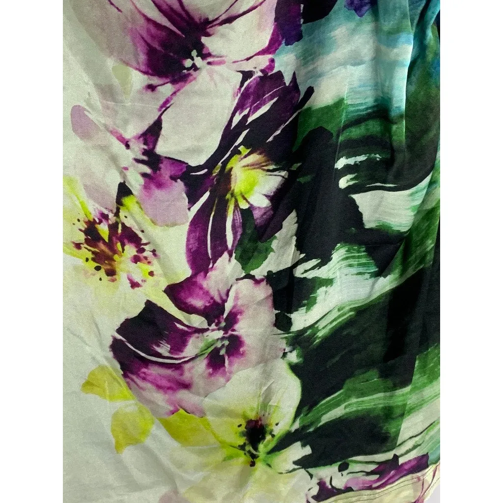 MANILA GRACE Women's Multicolor Floral Print Ruched Sleeveless Top SZ 46(US 12)