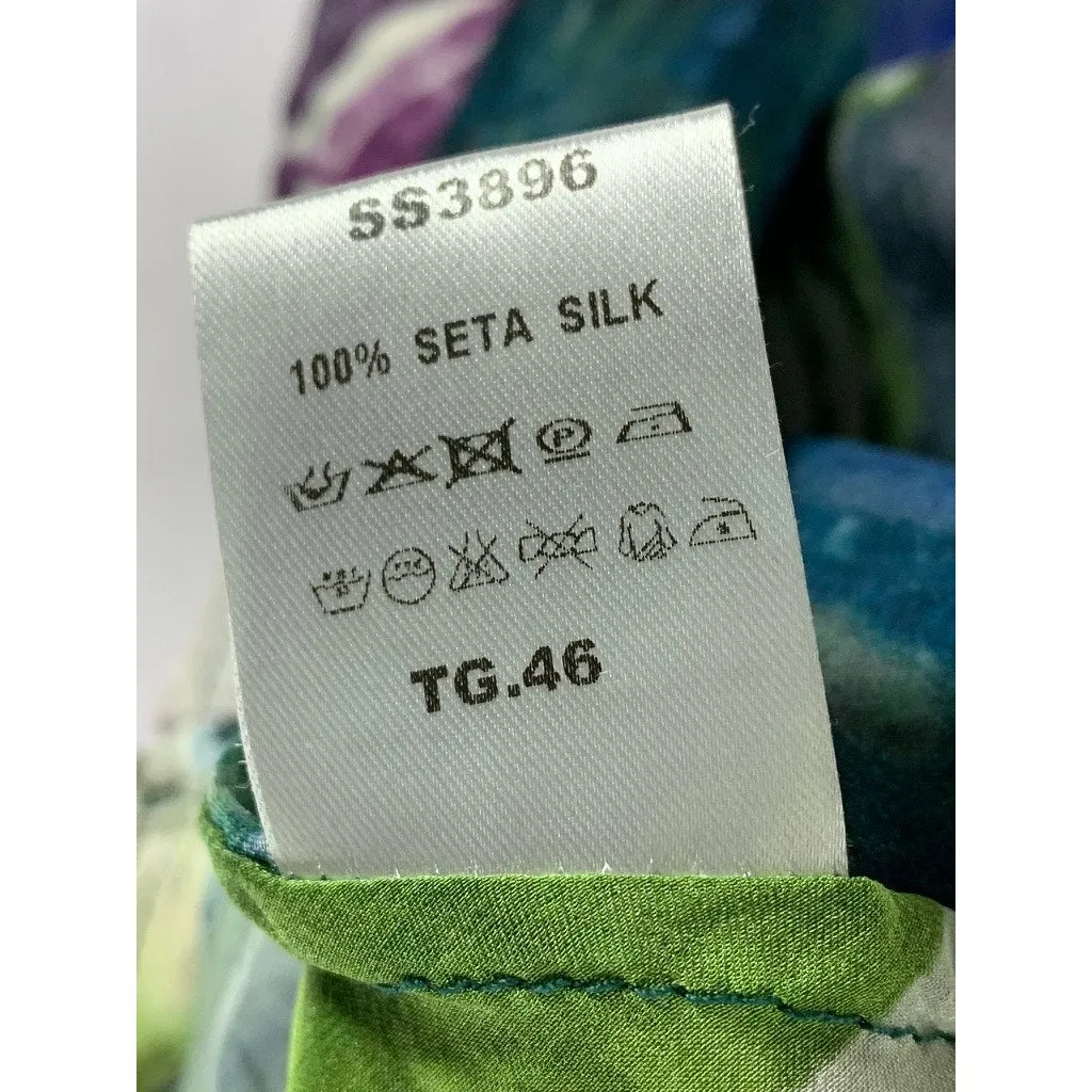 MANILA GRACE Women's Multicolor Floral Print Ruched Sleeveless Top SZ 46(US 12)