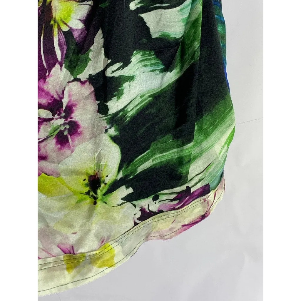 MANILA GRACE Women's Multicolor Floral Print Ruched Sleeveless Top SZ 46(US 12)