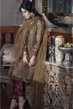 Maria.B Mbroidered Luxury Edition - Tobacco & Maroon BD604