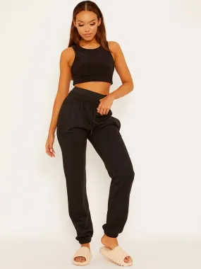 Martina Joggers With High Waist Elastic Band In Black