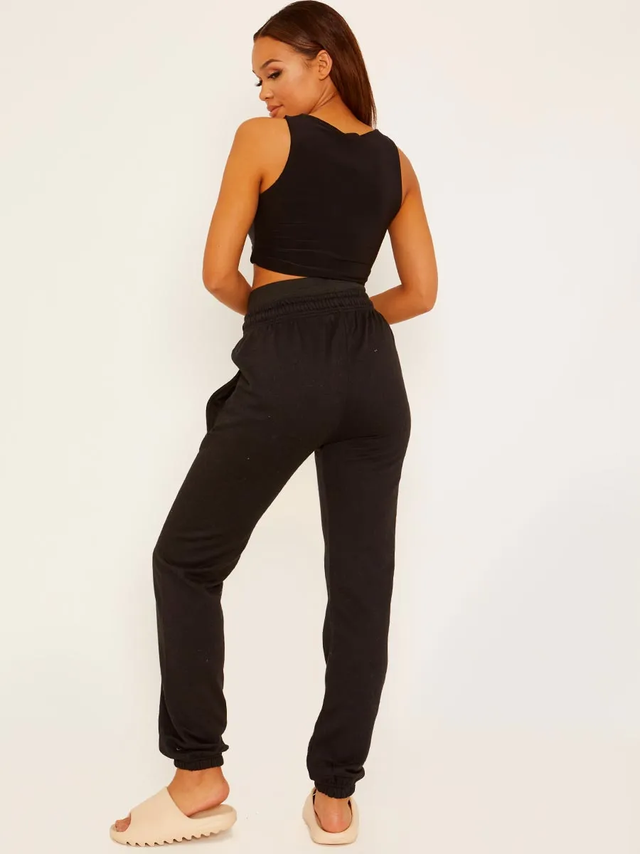 Martina Joggers With High Waist Elastic Band In Black