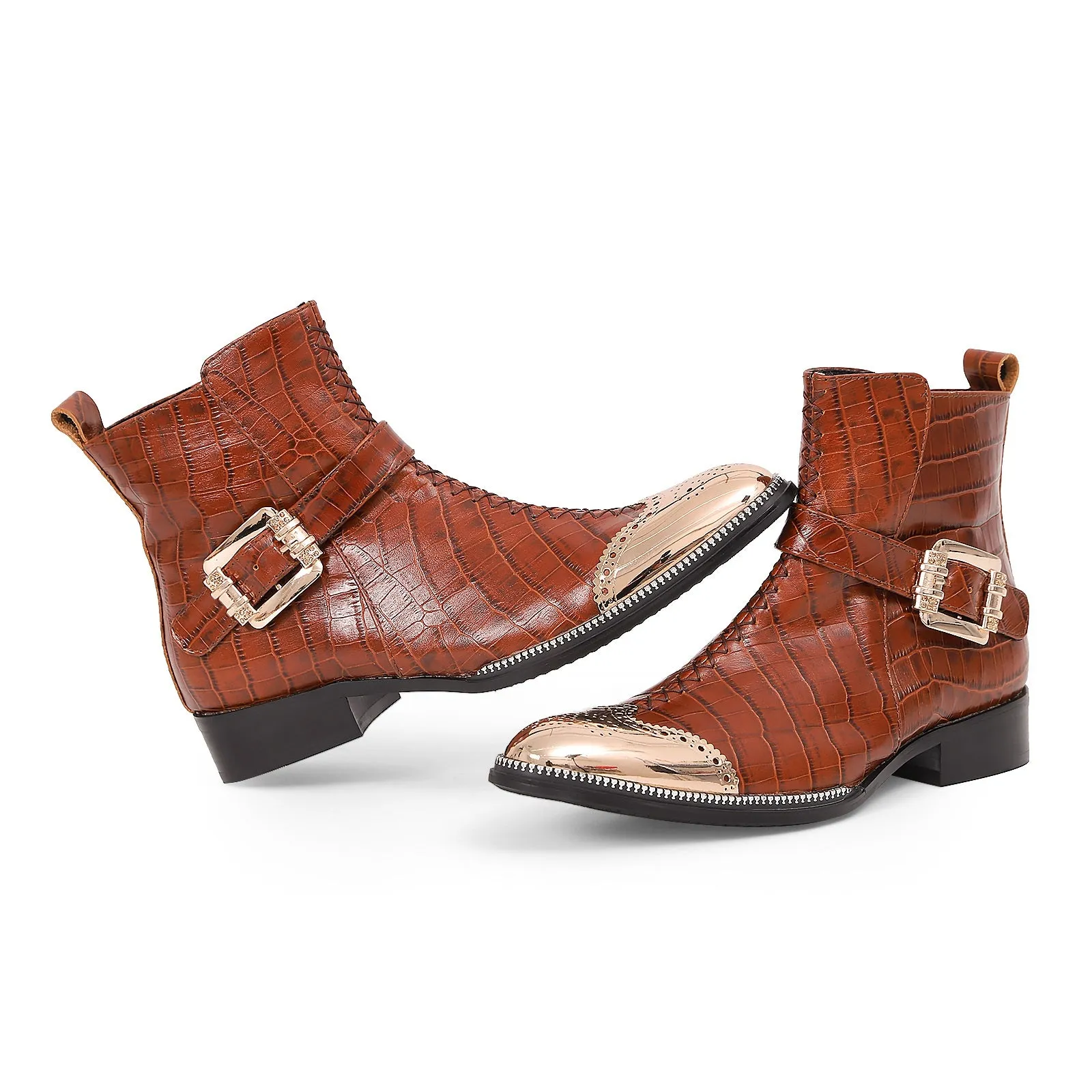Men Wing Tip High Top Boots