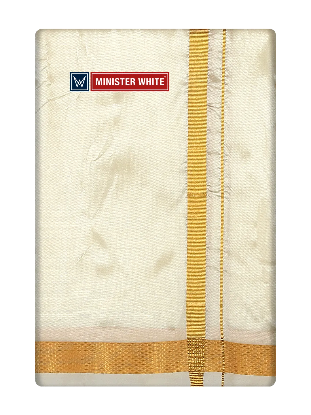 Mens Art Silk Double Layer Cream Dhoti with 50K Gold Jari Border - Prince 50K