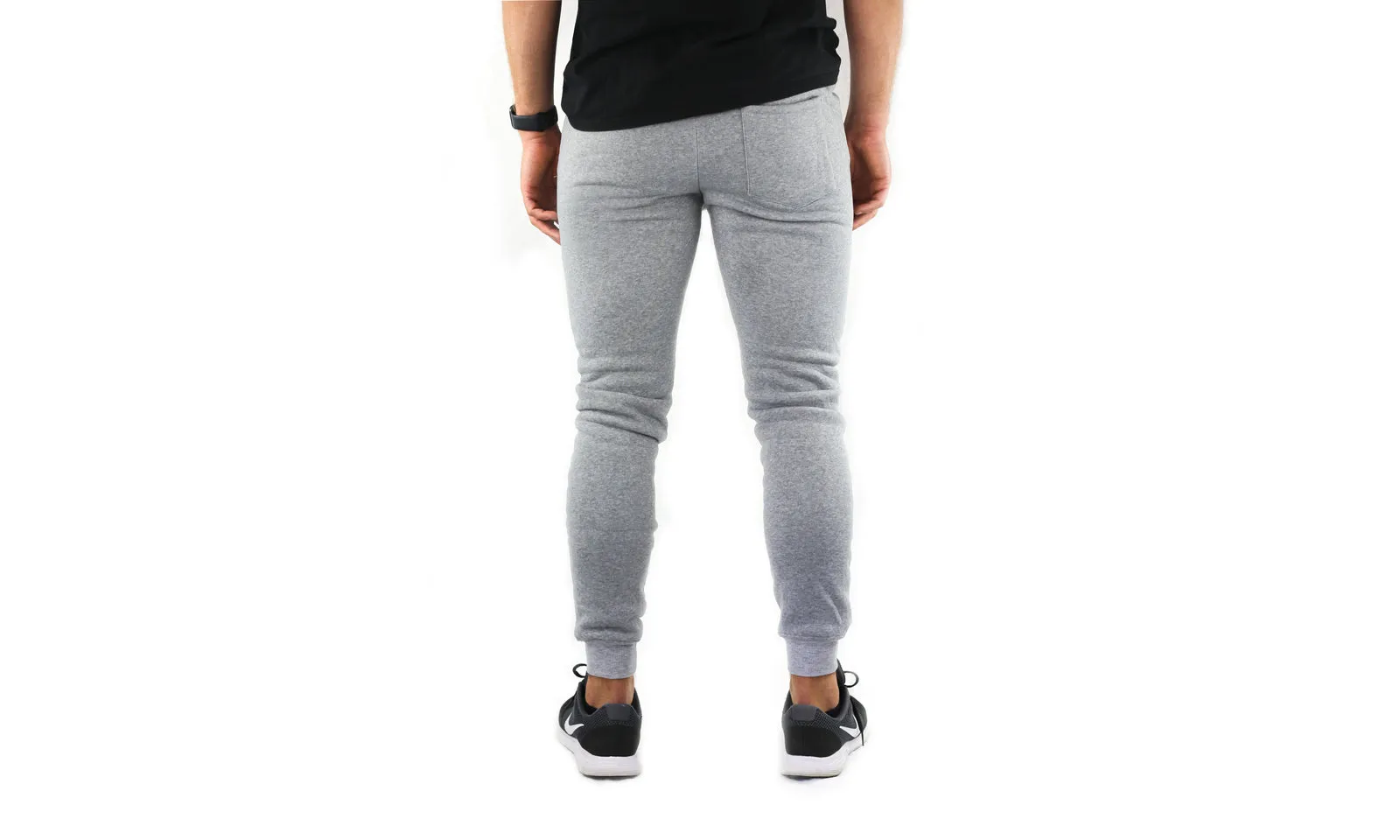 Mens Skinny Track Pants Joggers Trousers Gym Casual Sweat Cuffed Slim Trackies Fleece - Heather Grey - S