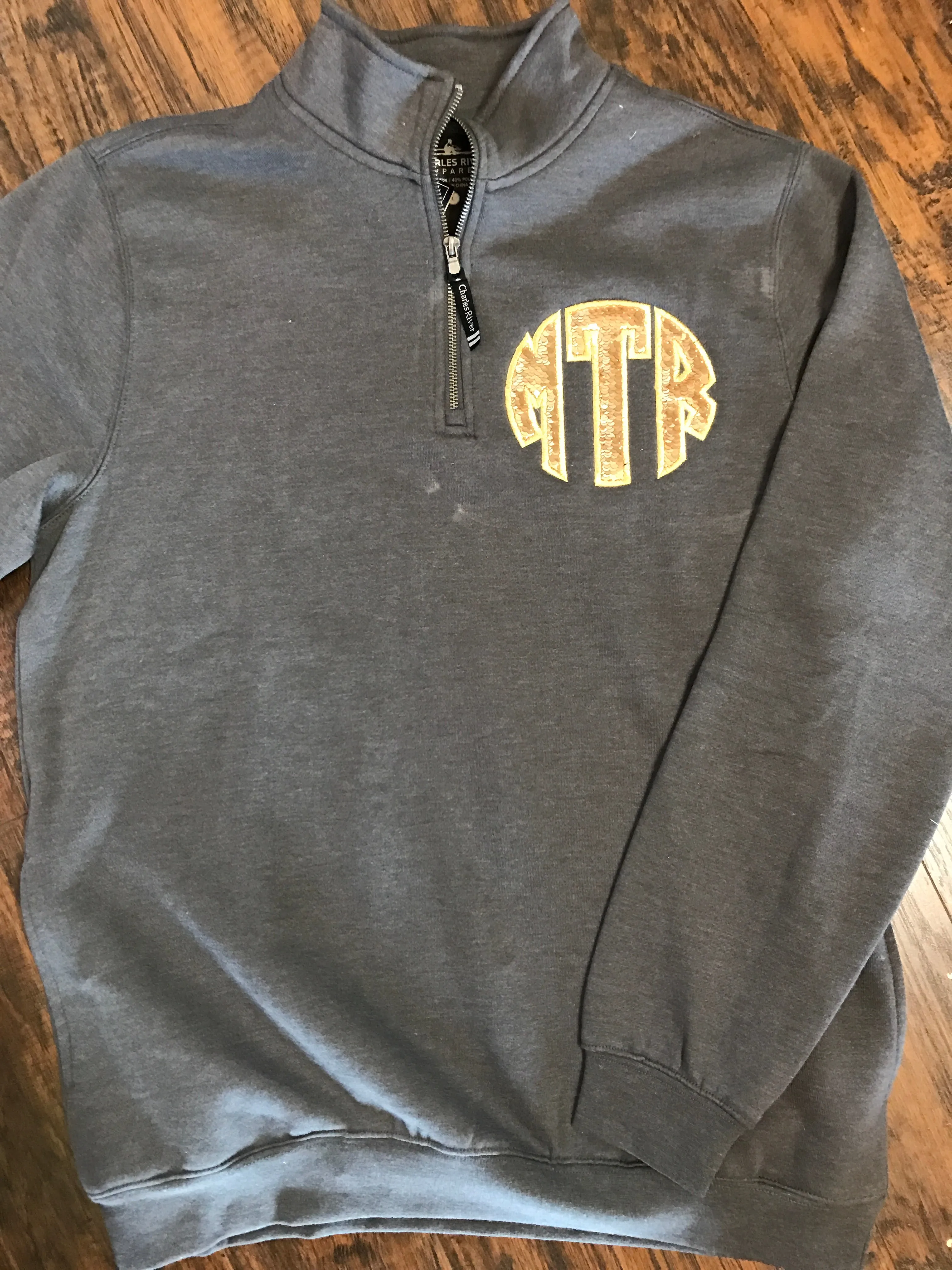 Mermaid Sequined Monogrammed Charles River Quarterzip
