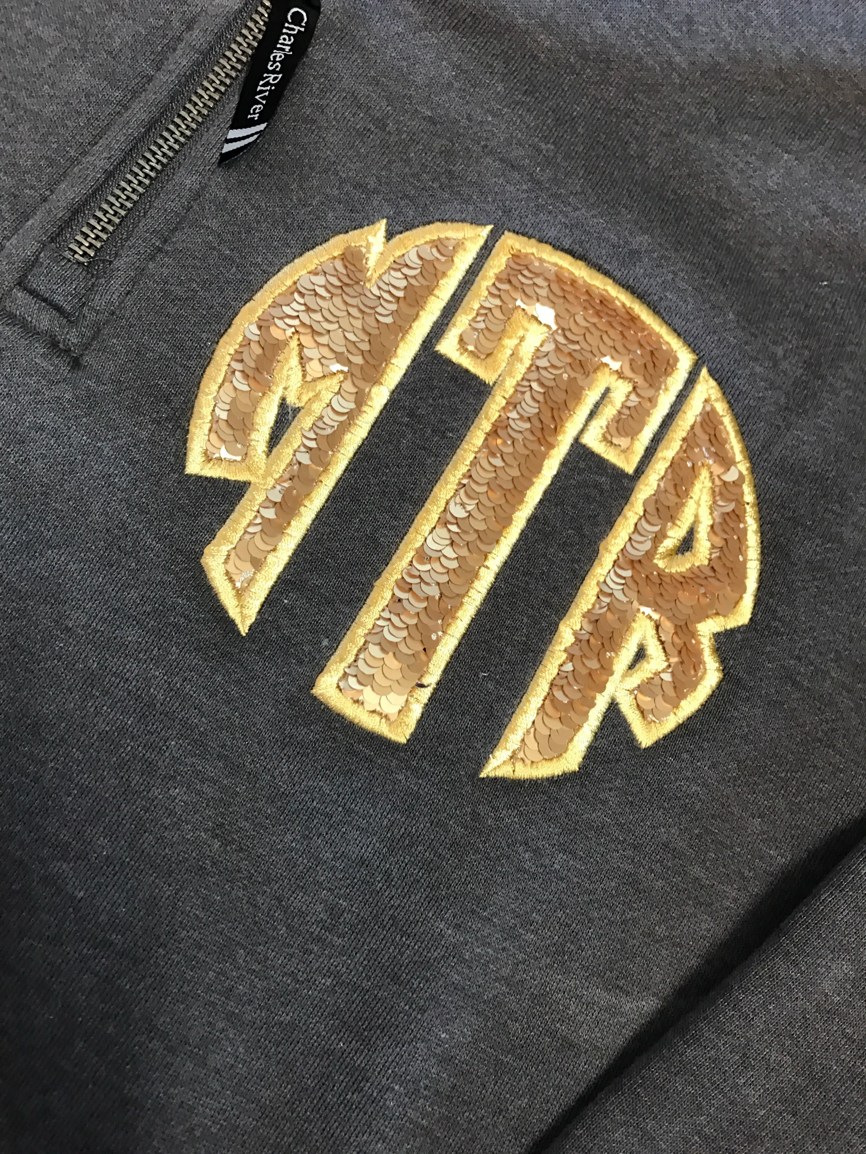 Mermaid Sequined Monogrammed Charles River Quarterzip