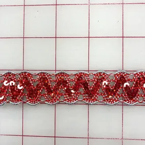 Metallic Trim - 1-inch Red and Silver Close-Out