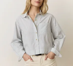 Mia Cropped Shirt - Harbor Stripe