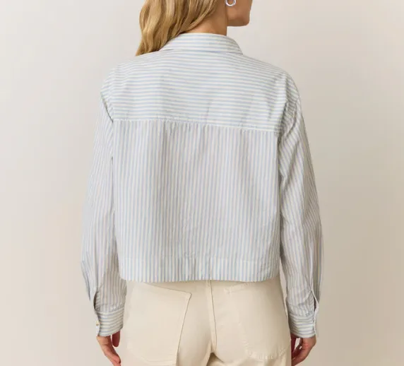 Mia Cropped Shirt - Harbor Stripe