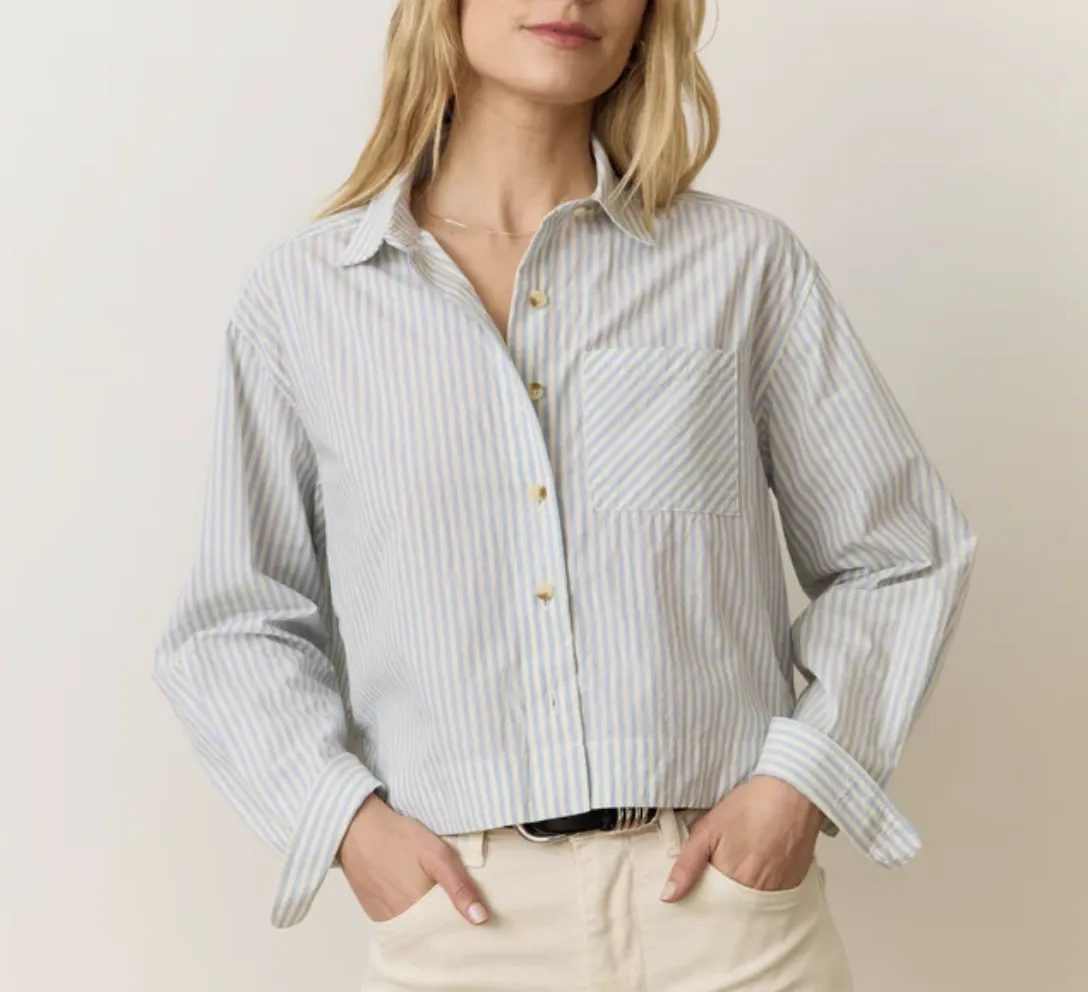 Mia Cropped Shirt - Harbor Stripe