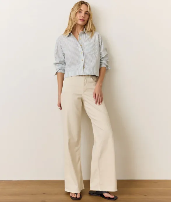 Mia Cropped Shirt - Harbor Stripe