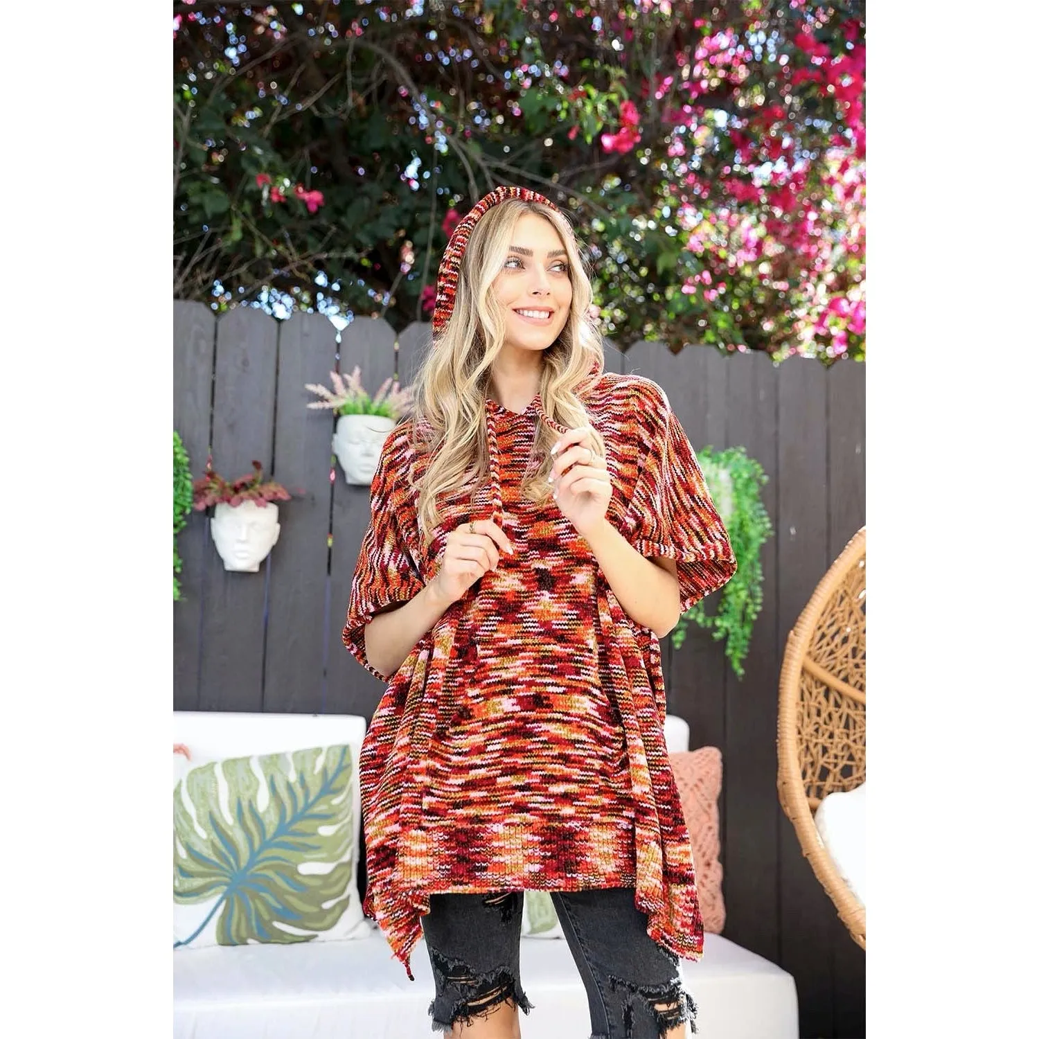 Mosaic Modernized Hooded Poncho