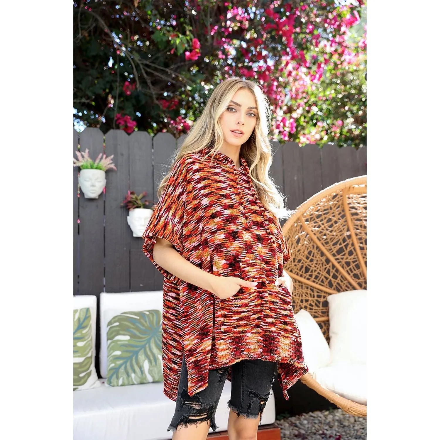 Mosaic Modernized Hooded Poncho