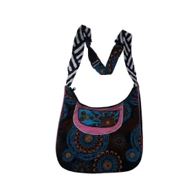 Multicolored canvas shoulder tote messenger summer bag with prints- SDBG-1036