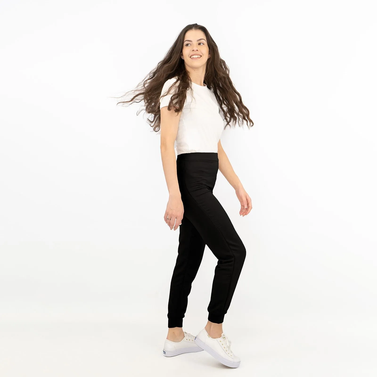 Oasis Mid Rise Slim Leg Black Joggers Style Casual Trousers
