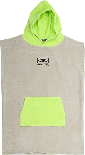 Ocean and Earth Youth Hooded Poncho Grey/Lime